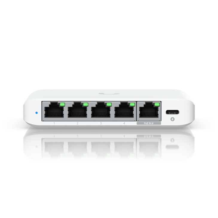 Ubiquiti Flex Mini 2.5G, (4) 2.5 GbE Ports, (1) 2.5 GbE PoE Input Port for Power