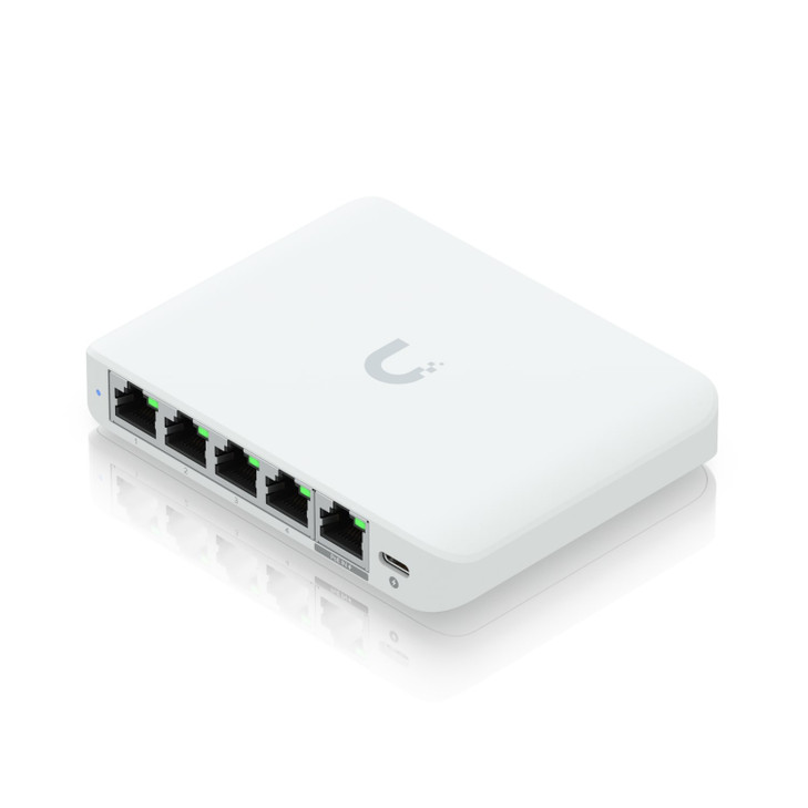 Ubiquiti Flex Mini 2.5G, (4) 2.5 GbE Ports, (1) 2.5 GbE PoE Input Port for Power