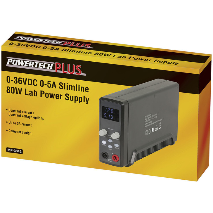 POWERTECH 0-36VDC 0-5A Slimline 80W Lab Power Supply