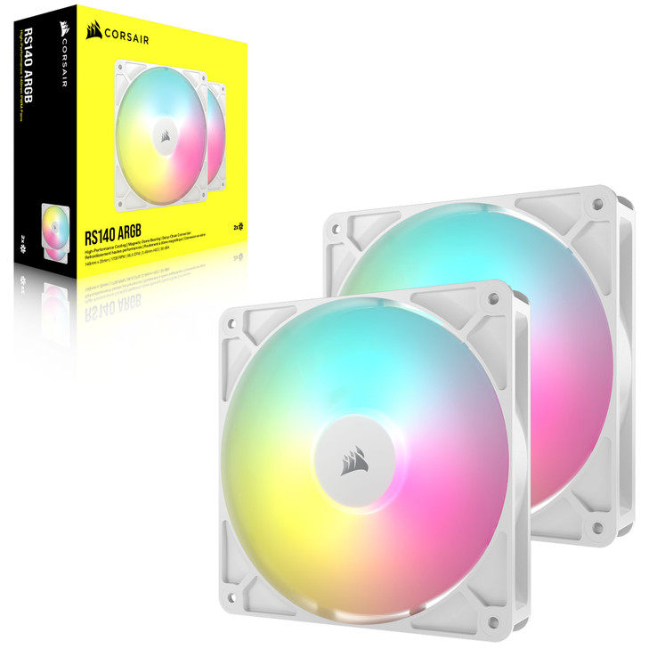 Corsair RS140 ARGB White, 140mm ARGB Fan, Dual Pack