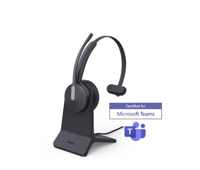 Yealink BH70 Bluetooth Wireless Dual Headset with Stand Teams USB-C/A, 3 mic noise cancellation Talk time up to 35h BT51 C Dongle with Type A Adapter