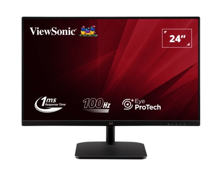 ViewSonic 24' Office Ultra Thin Bezel + SuperClear IPS, 2x Speakers, 4ms 100h FHD 1080, HDMI, VGA, 3.5 Audio, Multi-View, Eye Care. VESA 75m, Monitor