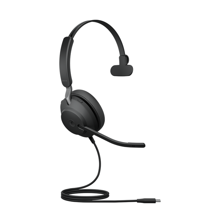 Jabra Evolve2 40 SE Wired USB-C MS Mono Headset, 360° BusyLight, Noise Isolationg Ear Cushions, 2Yr Warranty, Plug-and-play
