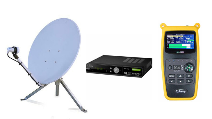 Satking VAST Portable Satellite TV Dish Premium Kit (White Mobile Dish w/ Tripod)