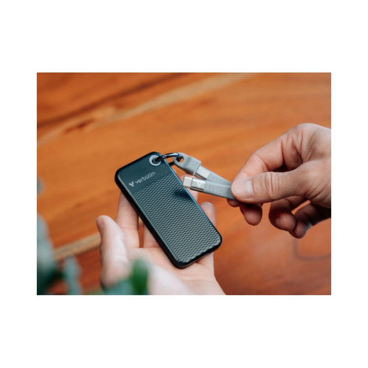 Verbatim 1TB Pocket SSD USB 3.2 Gen 2 1TB Black Grey. Convenient Keyring cable
