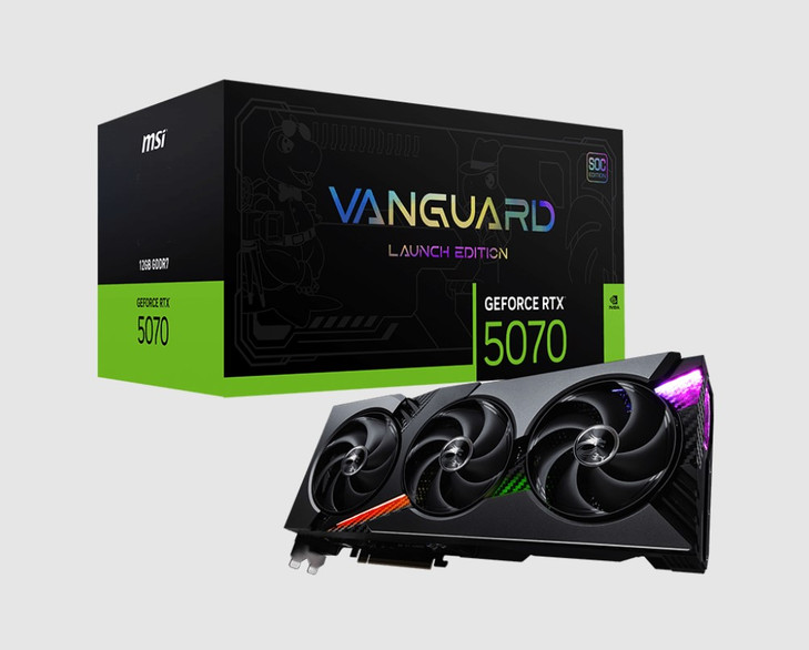 MSI nVidia GeForce RTX 5070 12G VANGUARD SOC LAUNCH EDITION, PCI Express® Gen 5, Boost: 2640 Mhz, CUDA 6144 Units, 12GB GDDR7, HDMI™ x 1