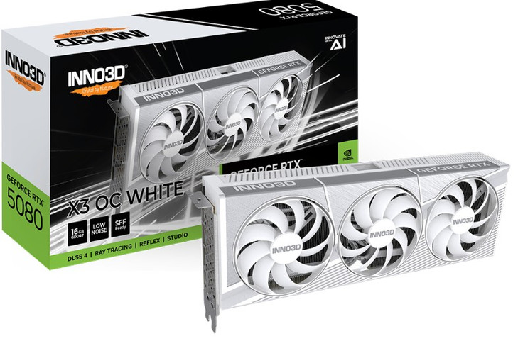 INNO3D nVidia GeForce RTX 5080 X3 OC White 16GB GDDR7 2640MHz Boost Clock, RAM 30Gbps, 3x DP, 1xHDMI 300x120x50mm