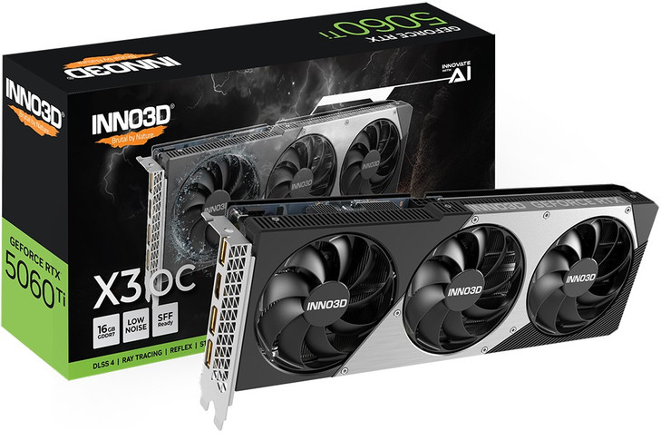 INNO3D nVidia GeForce RTX 5060 Ti TWIN X3 OC 16GB GDDR7, 2602MHz Boost Clock, RAM 28Gbps, 3xDP, 1xHDMI