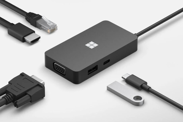 Microsoft USB-C Travel Hub (Black) - Gigabit Ethernet, VGA, HDMI 2.0 4K @ 60Hz - USB-C / USB-A