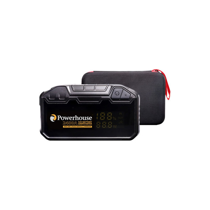 Powerhouse 24000mAh 2400A Lithium Vehicle Battery Jumpstarter Pack