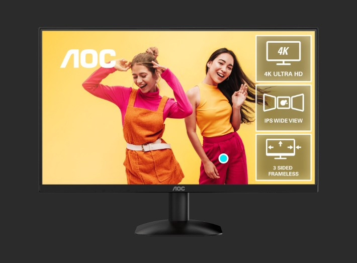 AOC 27' 4K 3840 x 2160 (UHD), IPS 60Hz, 4ms, HDR10,Low Blue Mode,HDMI 2.0 √ó 2, DisplayPort 1.4 √ó 1, Office and Home Monitor