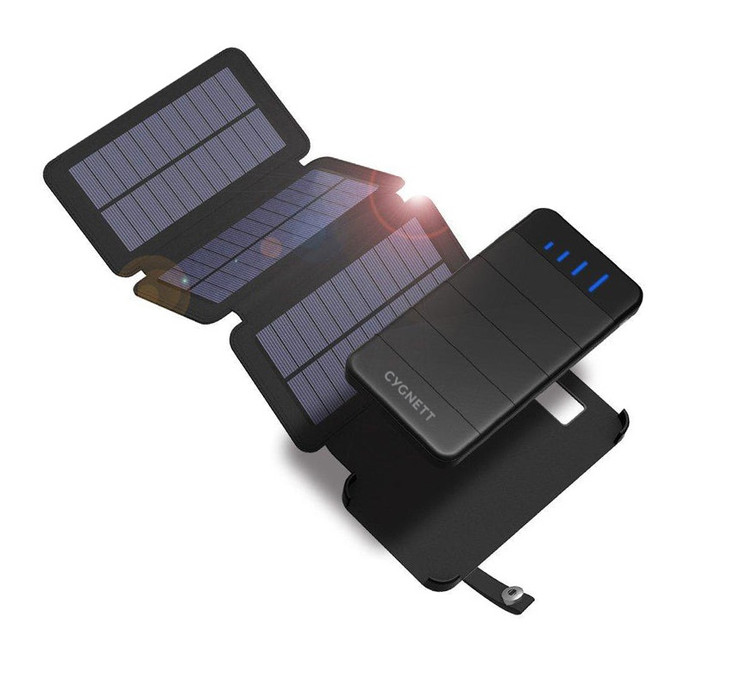 Cygnett ChargeUp Explorer 8K mAh Power Bank with Solar Panels -Black(CY2805PBCHE),2xUSB-A,3x Detachable Solar Panels,LED Torch,2 Years Warranty