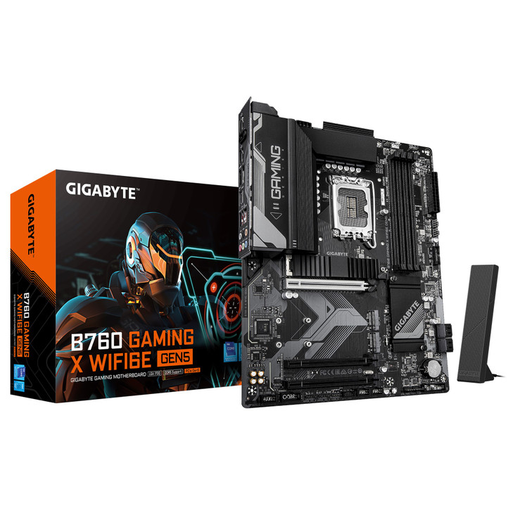 Gigabyte B760 GAMING X WIFI6E GEN5, Intel LGA 1700 ATX Motherboard, 4x DDR5 ~256GB, 3x PCI-E x16, 3x M.2, 4x SATA,  1x USB 3.2, 1x USB-C, 5x USB 2.0