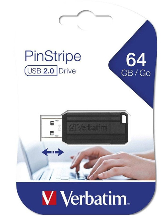 Verbatim Store'n'Go Pinstripe USB Drive 64GB (Black) ‚Äì Reliable, Durable, and Ultra Compact ‚Äì Best Companion for Office  2 Years Limited Warranty