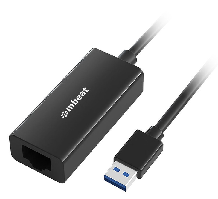 mbeat mbeat USB 3.0 Gigabit Etherent Adapter - Black RJ45, up to 1000Mbps speed. Compact and lightweight Material: ABS Plastic Weight: 24.5g