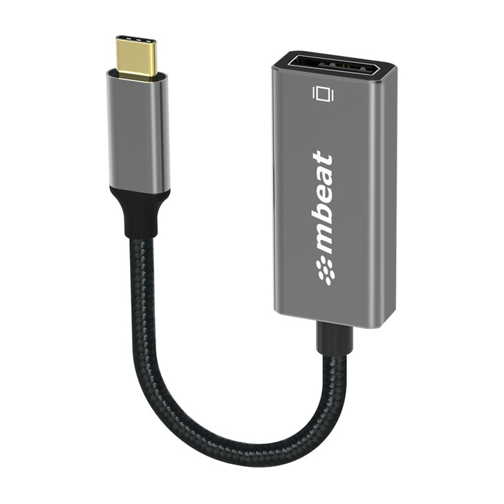 mbeat Elite USB-C to Display Port Adapter  -Converts USB-C to DisplayPort female port, 4K@60Hz (3840√ó2160),  15cm - Space Grey Weight: 30g