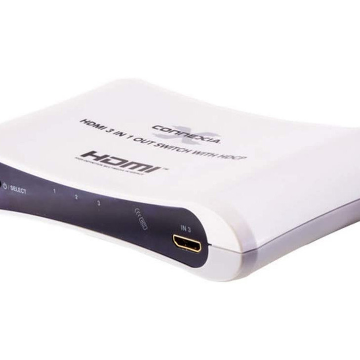 3 Way 55080 CONNEXIA 2 HDMI + 1 Mini HDMI Switcher with Remote Control