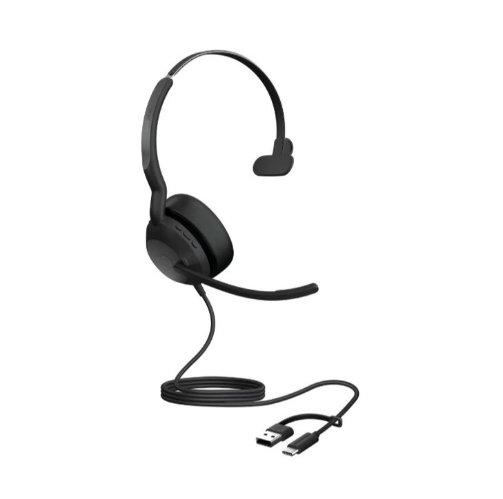 Jabra Evolve2 50, USB C/A UC Mono Headset, Bluetooth®, 4 microphones, Active Noise Cancellation, Busylight, Call management, Air Comfort technology