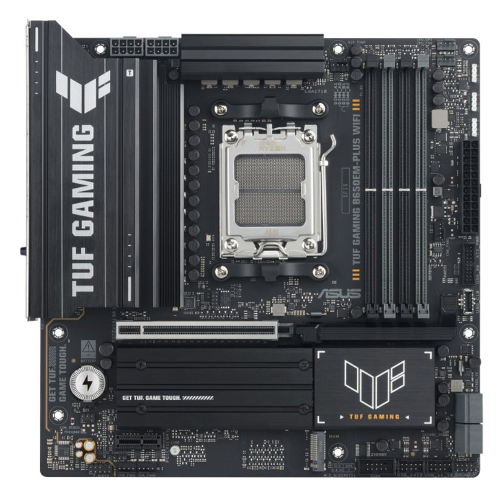 ASUS AMD TUF GAMING B650EM-PLUS WIFI (AM5) Micro-ATX Motherboard, DDR5(4x), 12+2+1 Power Stages, PCIe 5.0, 3x M.2, Front USB-C, 2.5Gb LAN, Wi-Fi 6E