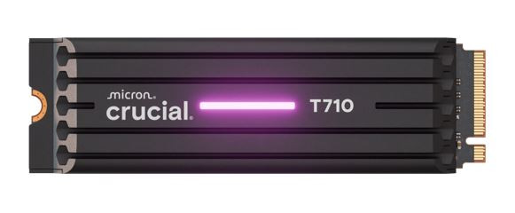Crucial T710 4TB PCIe Gen5 NVMe 2280 SSD w Heatsink - 14500/13800 MB/s R/W 2400TBW 2.3M IOPs 1.5M hrs MTTF with DirectStorage for Intel & AMD 5yrs