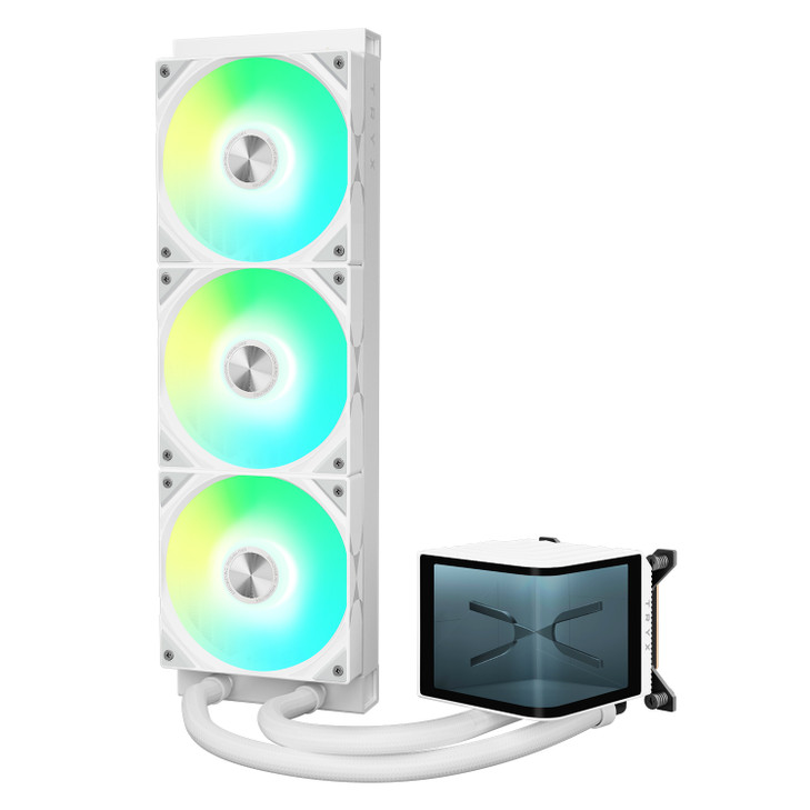 TRYX PANORAMA 360 ARGB WHITE V1 L-SHAPED AMOLED SCREEN LIQUID COOLER