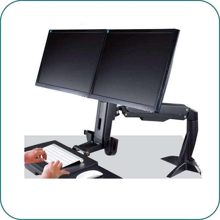 AAVARA WS742 CLAMP DUAL MONITOR WORKSTATION STAND