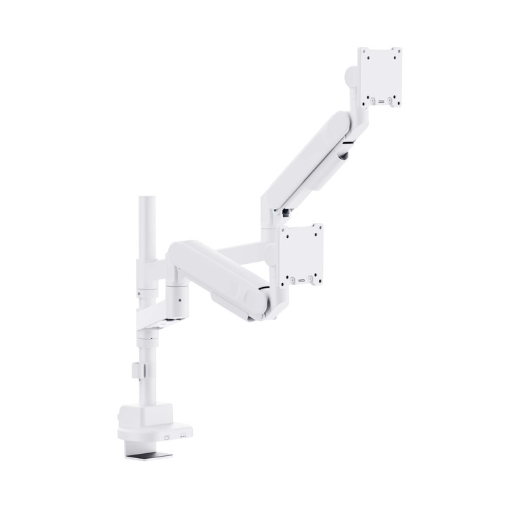INFINITY WHITE Ergonomic and Style Heavy-Duty Gas Spring Dual Monitor Arm support 24”-57”, up to 27kg  - INF753-C024P