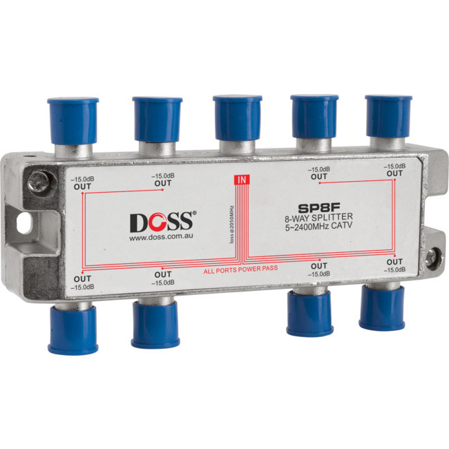 DOSS 8 Way 'F' Splitter Or Combiner Dc Pass Through 2.4Ghz Doss