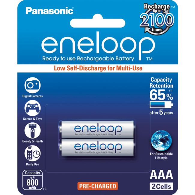 PANASONIC 2 Pack Aaa Eneloop Batteries Rechargeable Lsd Panasonic