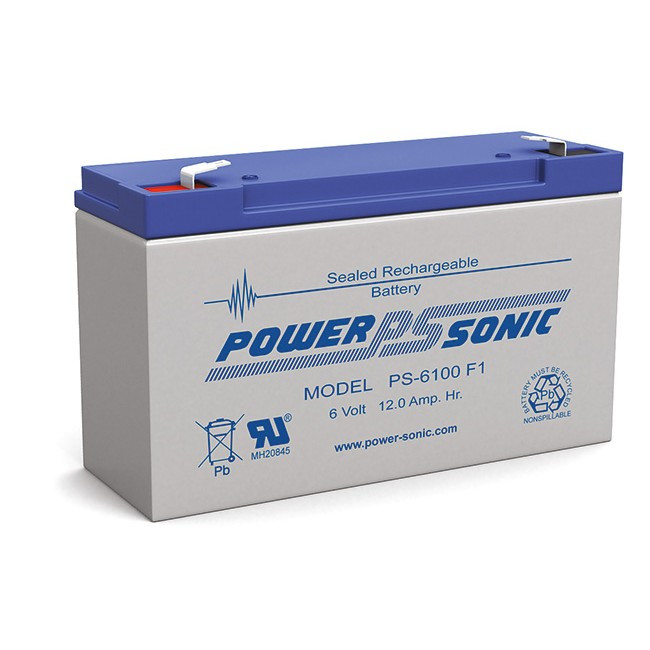 POWER SONIC 6V 12Amp Sla Battery F1 Terminal Sealed Lead Acid
