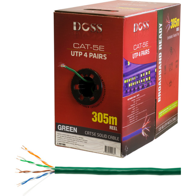 DOSS 305M Cat5E Solid Cable Green Sold As 305M Roll Only