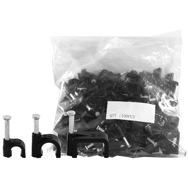 6Mm Cable Clip To Suit Rg59 Cable Round Black 100Pack