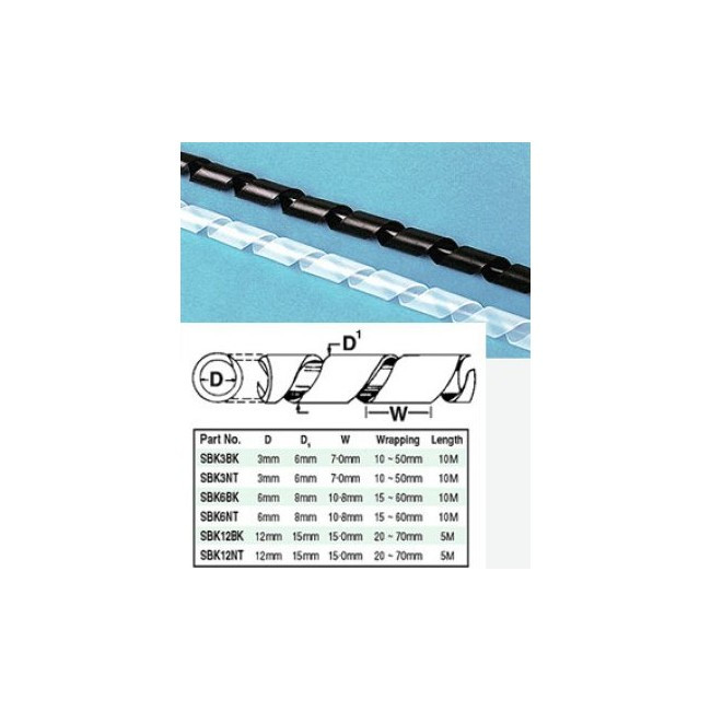 CABAC 3Mm Spiral Cable Wrap 10Mt Natural / Clear