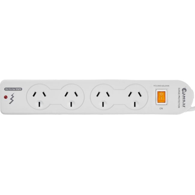 SANSAI 4 Way Surge Protector Master Switch Overload