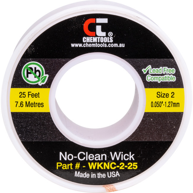 CHEMTOOLS 1.5Mm X 7.5M Soder Wick Braid Chemtools #2 Yellow No Clean