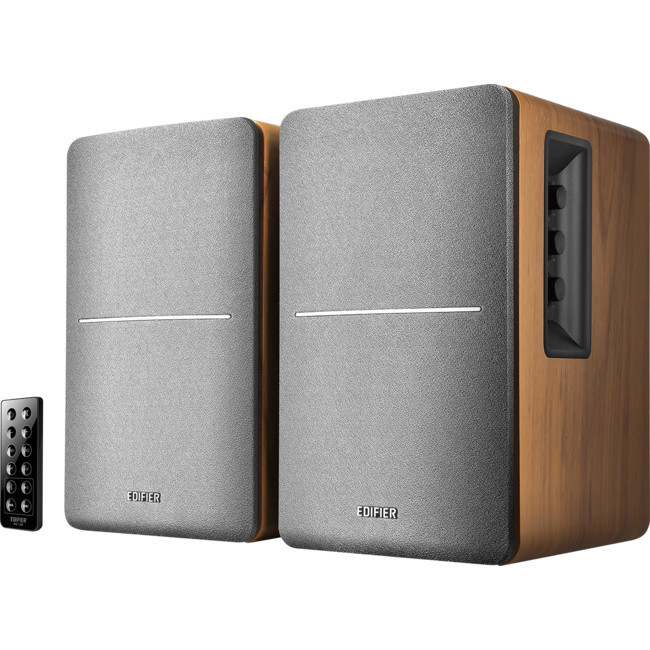 EDIFIER 42W Bluetooth Active Speakers Brown Bookshelf Optical