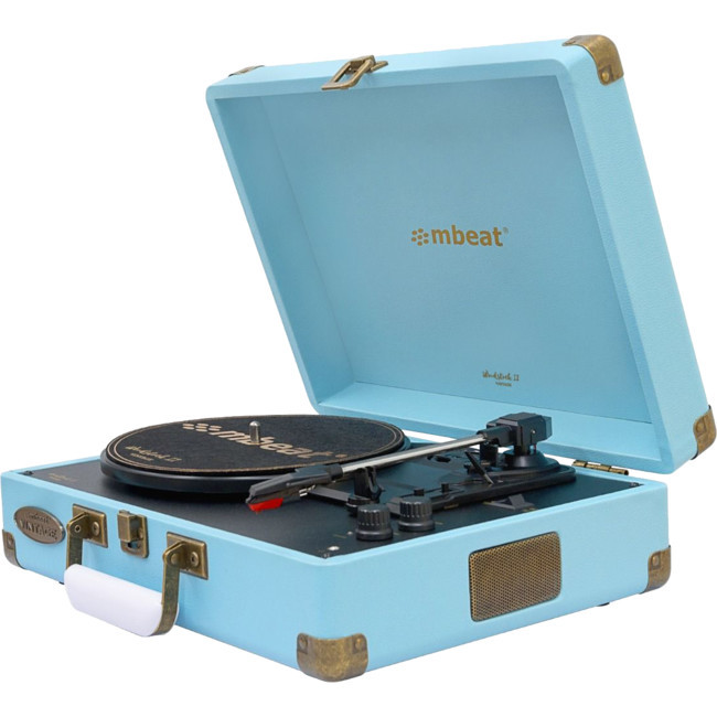 MBEAT Vintage Turntable With Bt Blue Woodstock Ii