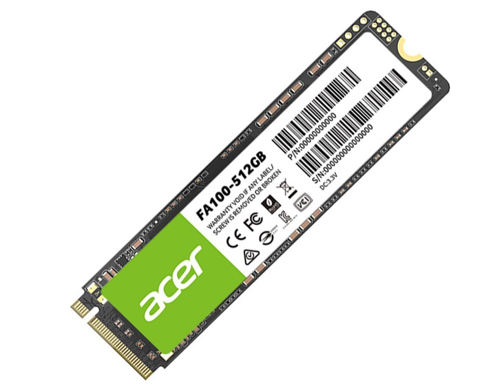ACER FA100-512GB M.2 NVMe PCIe Gen 3*4 Read speed 3300 MB/ sWrite Speed 2200MB/s  BL.9BWWA.119 - 5 Year Warranty