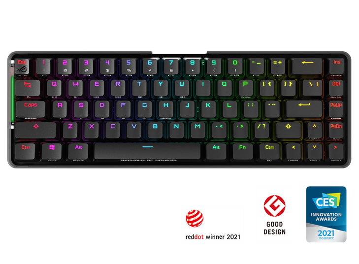 ASUS M601 ROG FALCHION NX Red Switch Compact 65% Wireless Mechanical Gaming Keyboard, 68 Keys, Interactive Touch panel, 450 Hours, ROG NX Switches, RG