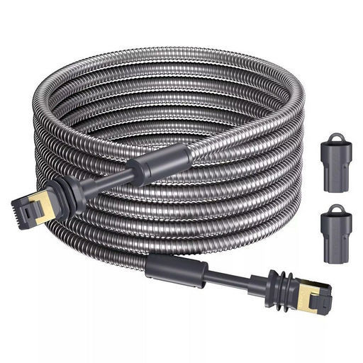 20m Starlink Gen3 Outdoor Stainless Steel Armoured Ethernet Cable With Water Sealed Plug