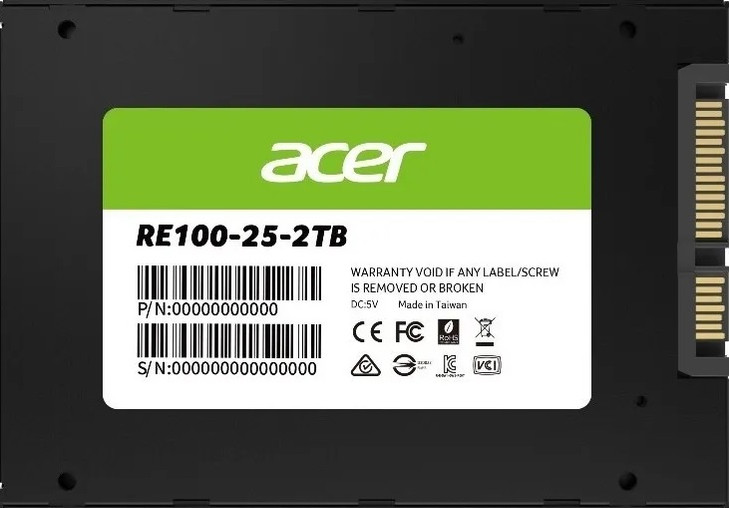 ACER RE100-2TB 2.5″ SATA lll SSD Writing Speed 503 MB/s Reading Speed 558 MB/s BL.9BWWA.110 -5 Year Warranty