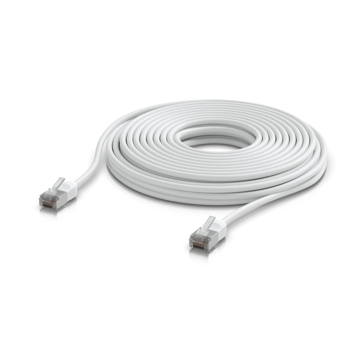Ubiquiti UniFi Premium Patch Cable Outdoor, 12M, White, Ultra-thin, Rugged, Shielded Patch, Designed &Optimized, For 10 GbE networking, 2Yr Warr