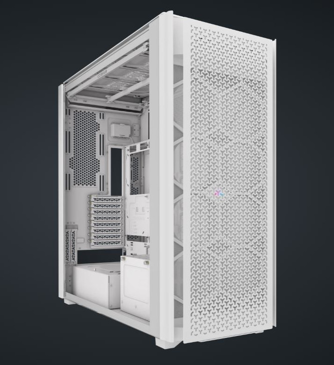 Corsair iCUE LINK 9000D RGB AIRFLOW Super Full-Tower PC Case - White, 698×307×698mm, GPU 580mm, 6x 2.5', 5x 3.5', rad 480mm, 2x USB-C 180mm CPU Cooler