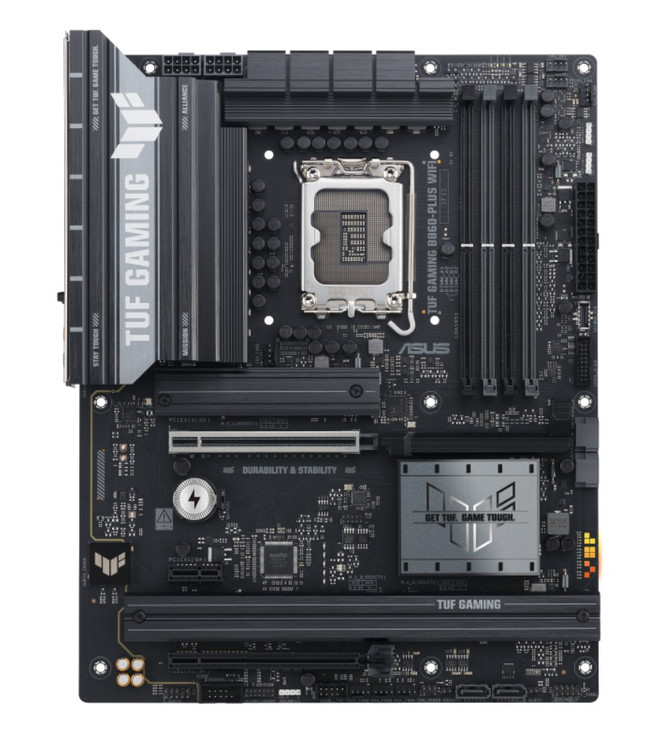 ASUS TUF GAMING B860-PLUS WIFI LGA1851 ATX Motherboard 256GB, DDR5, 1 x PCIe 5.0, 3 x M.2 slots, 4 x SATA, WiFi 7, 1 x HDMI, 1 x DP