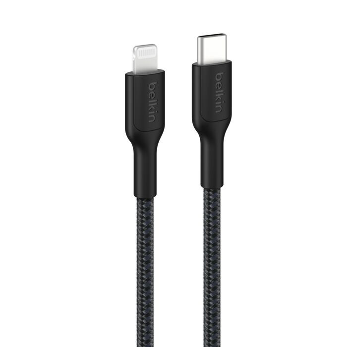 Belkin Boostcharge Pro Braided Lightning to USB-C Cable (2M) - Black (CAA022FQ2MBK),3A/15W, 480Mbps,350K+ Bends,Apple, MFI-Certified, 2 Years Warranty