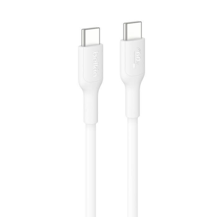Belkin BoostCharge USB-C to USB-C Cable (1M) - White (CAB023fq1MWH), 3A/60W, 480Mbps, 300K+ Bends, Apple iPhone ,USB-IF Certified,2 Years Warranty