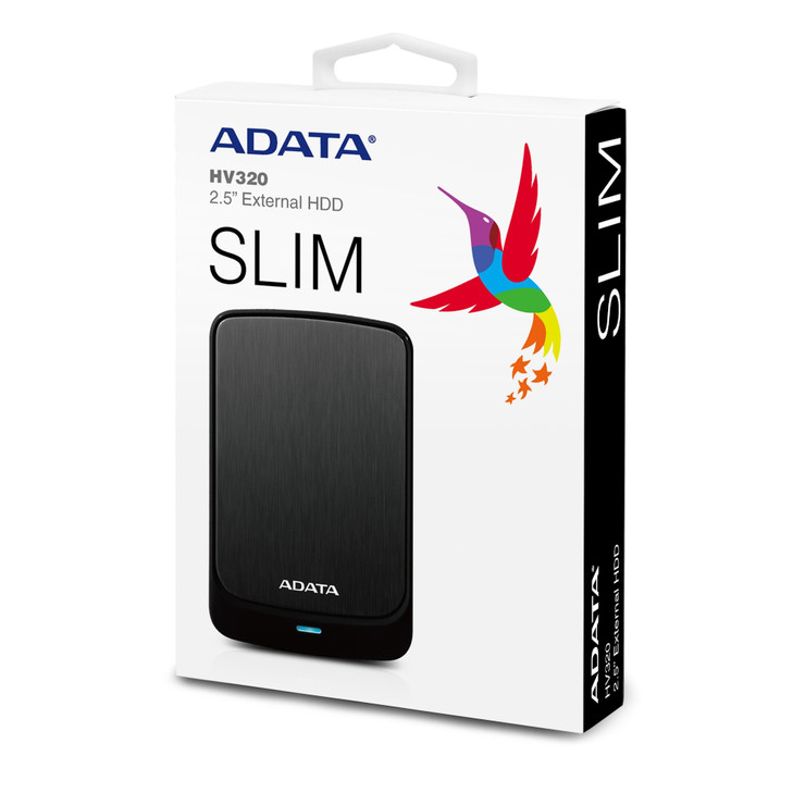 2TB ADATA HV320 EXTERNAL HDD (SLIM BLACK)2TB/BLACK/USB 3.2 GEN1/5Gbps/SLIM DESIGN-3YR WARR