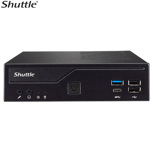 Shuttle DH610 V2 Slim Mini PC 1L Barebone - Intel 12th/13th/14th Gen , 2xDDR5 (max96g), 2.5' HDD/SSD bay, 2xLAN (1G & 2.5G), 2xRS232, HDMI, 2xDP, 120W