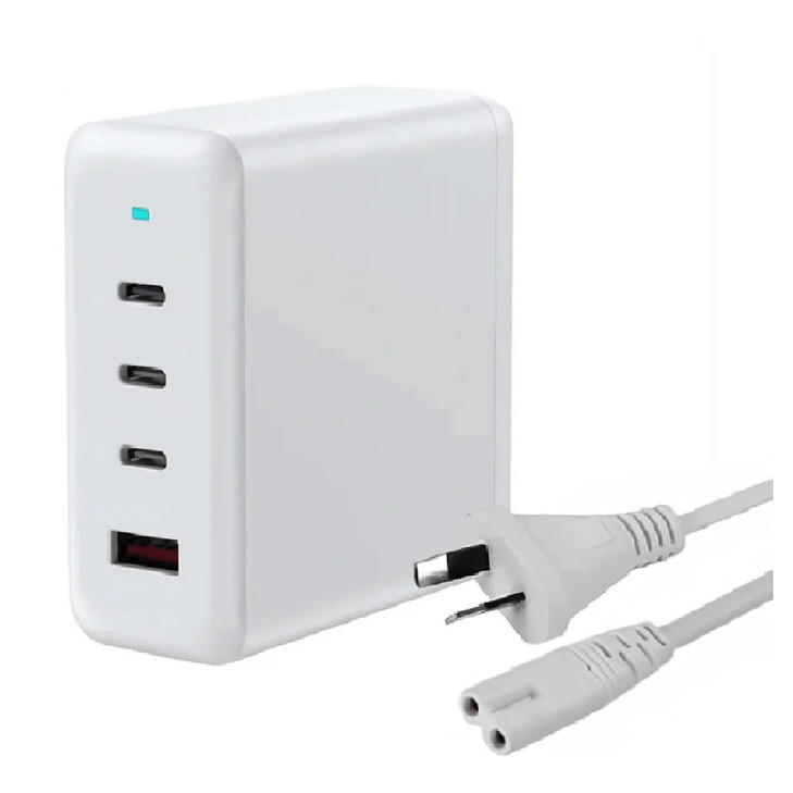 USP 100W Four Ports USB-C PD GaN Wall Charger White - 3x USB-C, 1x USB-A, Efficient, High Quality, Tablet, Laptop, iPhone, 2 Years Warranty