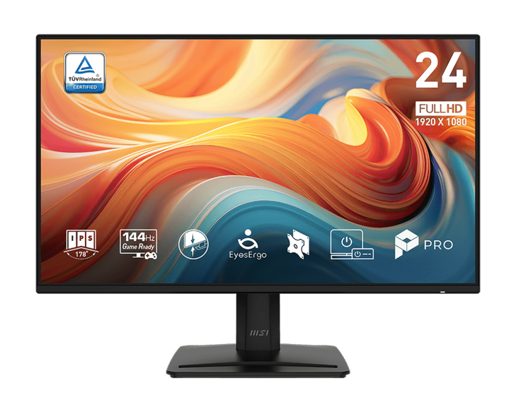 24" MSI PRO MP242 E14A (FHD) MONITOR BLACK/23.8"/FLAT/IPS/1920X1080/144Hz/1ms/1xHDMI+1xDP+1xVGA/Speakers/3Yr Warr.